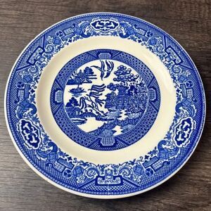 Vintage Blue & White China by Willow Ware Royal China Underglaze 8” Plate